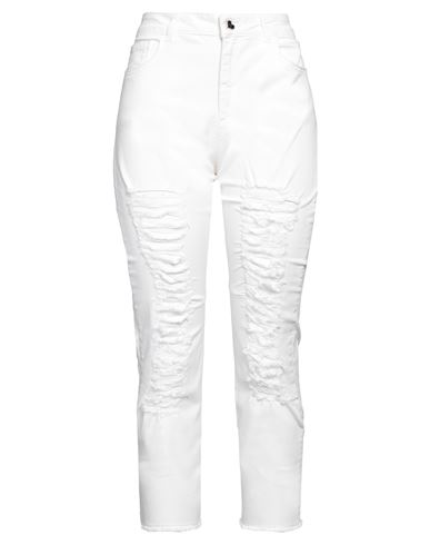 Woman Jeans White Size 26 Cotton, Elastane
