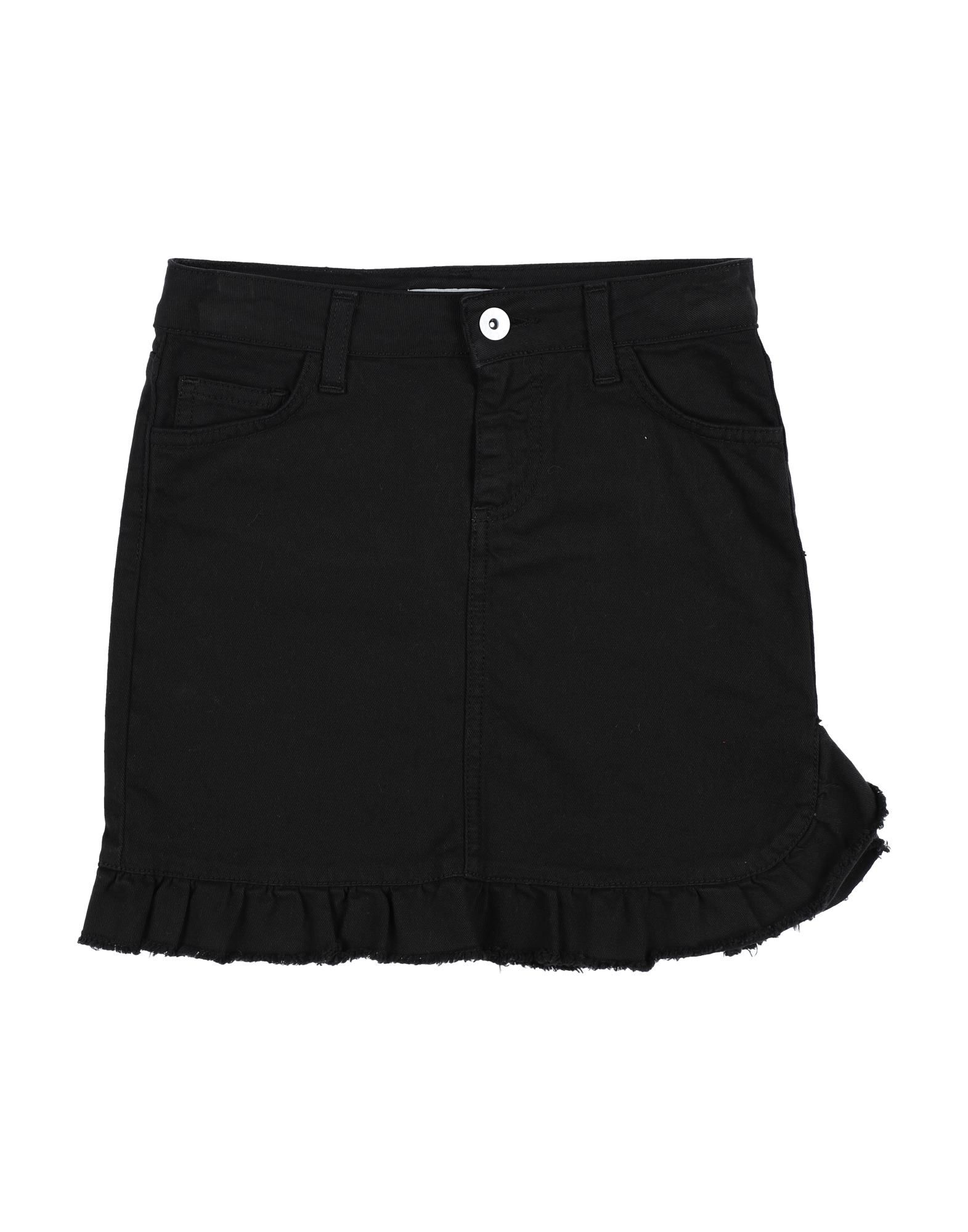 Msgm Kids' Ruffled Denim Skirt In Black