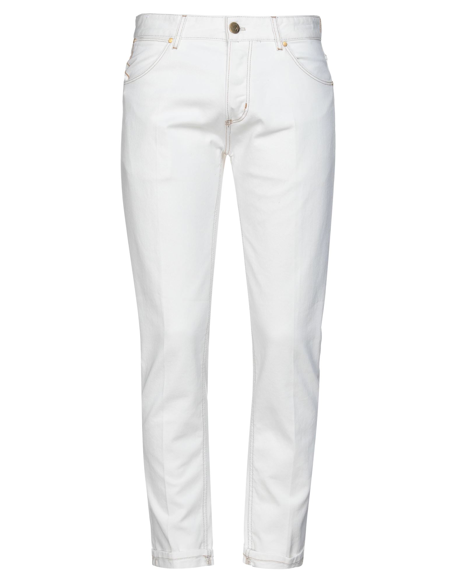 Shop Pt Torino Man Denim Pants White Size 33 Cotton, Elastane