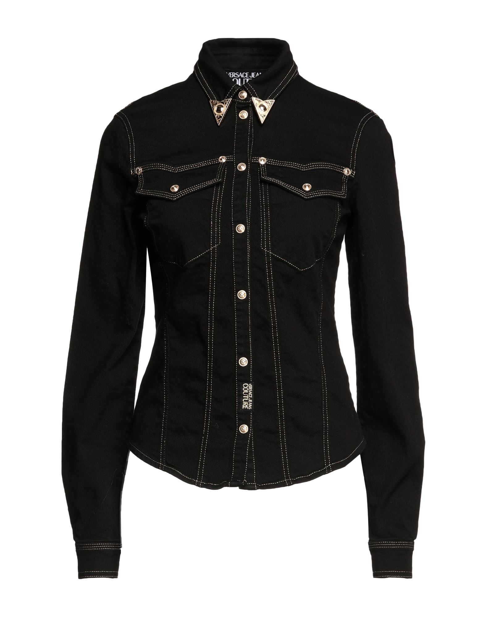 Versace Jeans Couture Denim Shirts In Black