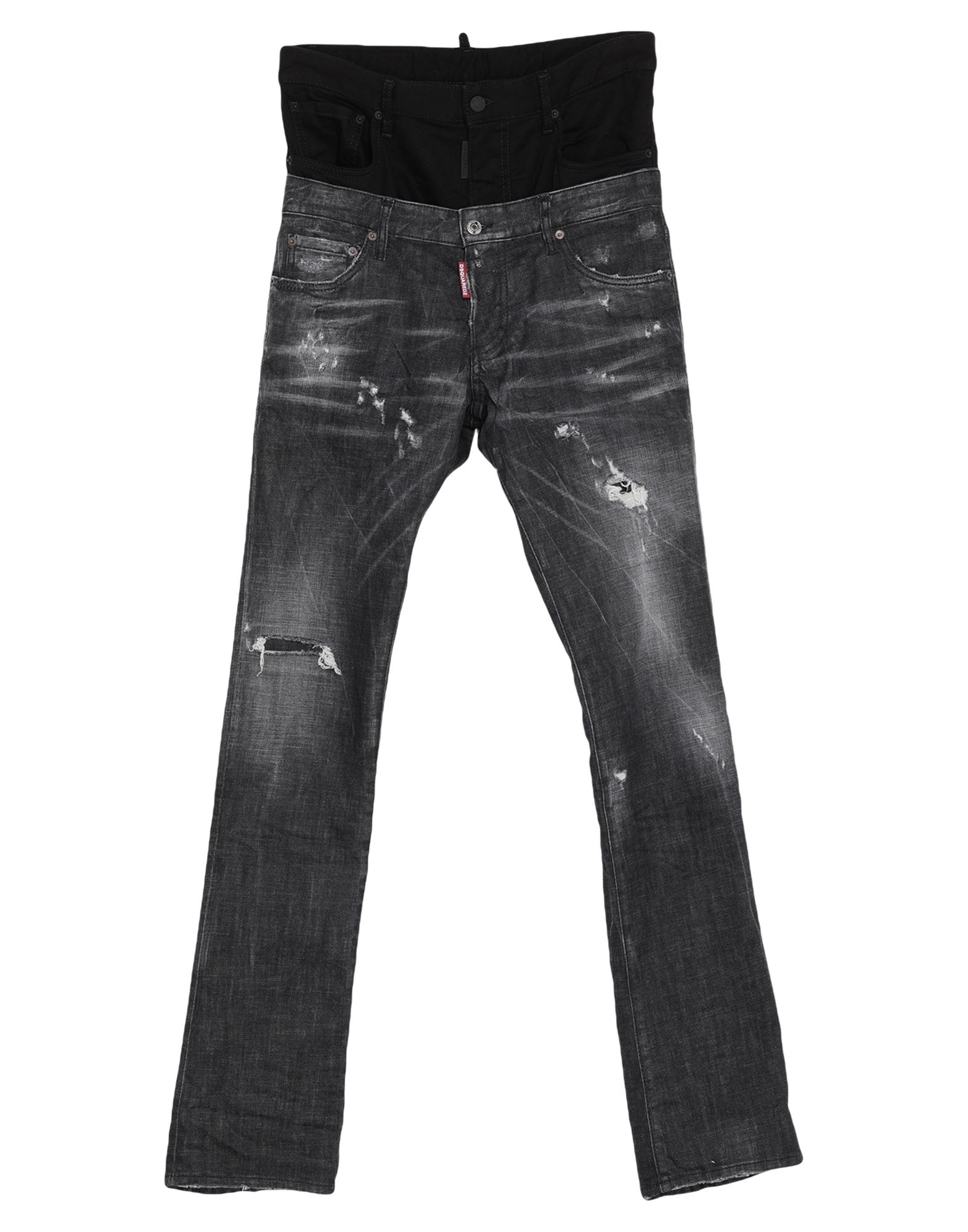 DSQUARED2 DSQUARED2 MAN JEANS BLACK SIZE 34 COTTON, ELASTANE, BOVINE LEATHER