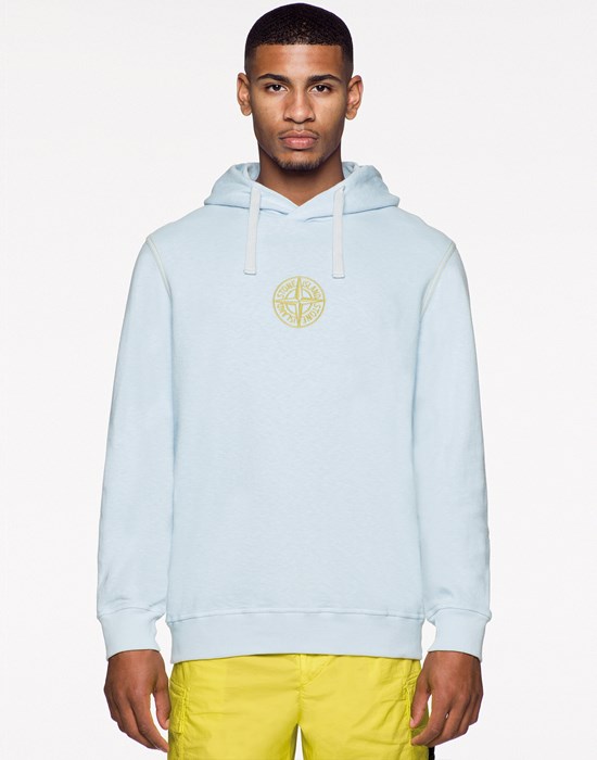 Light blue best sale stone island hoodie