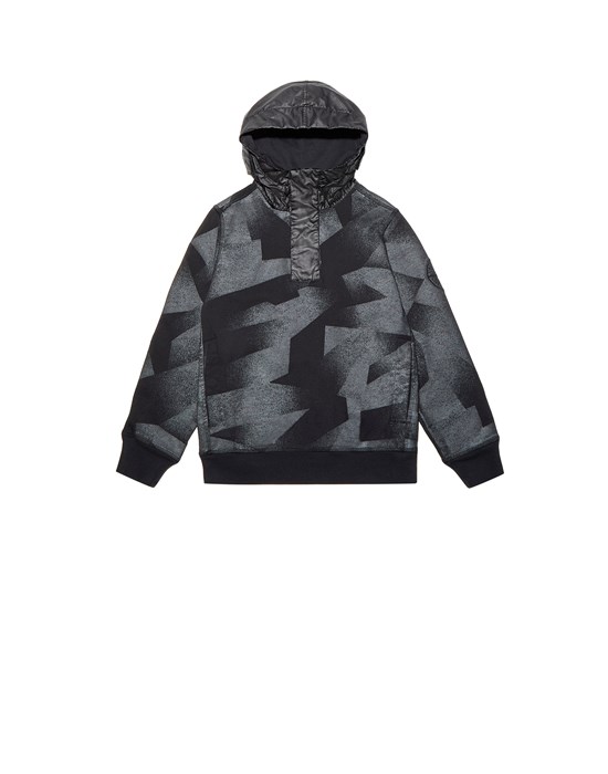  STONE ISLAND KIDS 60344 S.I.DAZZLE REFLECTIVE CAMOUFLAGE ON FLEECE Sweatshirt Man Black
