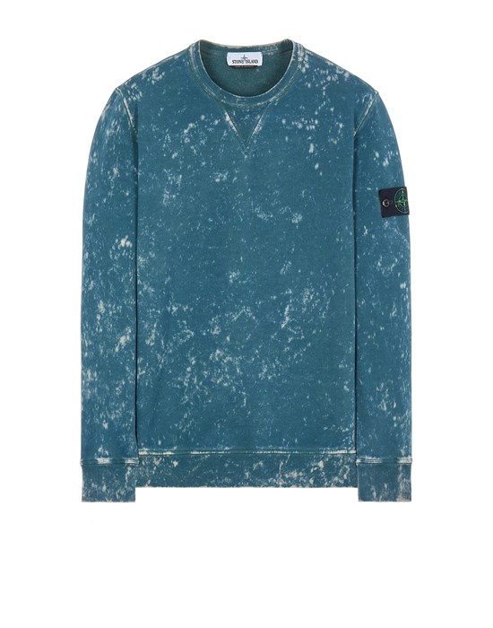 Sold out - STONE ISLAND 61538  COTTON FLEECE + OFF-DYE OVD TREATMENT_GARMENT DYED 스웻셔츠 남성 미드 블루