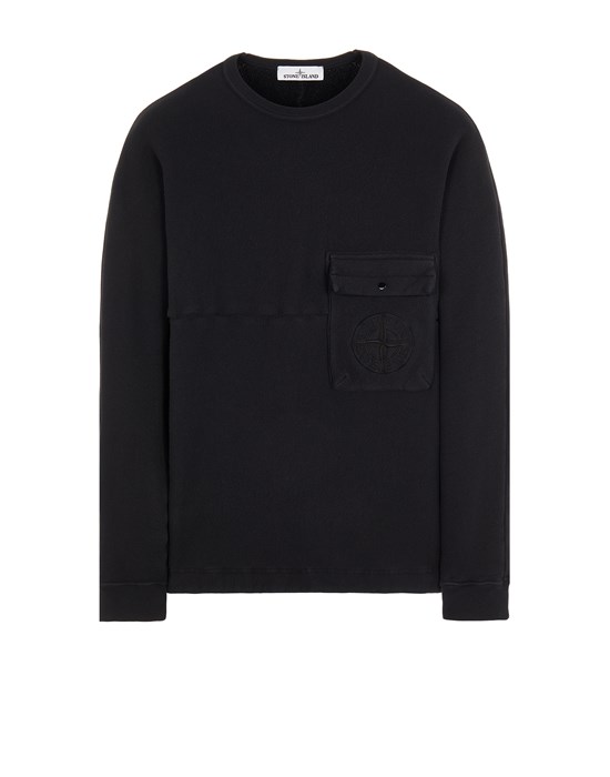 Sweatshirt Homme 61853 FRENCH TERRY DIAGONALE STRETCH_GARMENT DYED Front STONE ISLAND