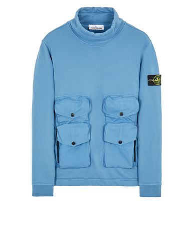 STONE ISLAND 61051 COTTON FLEECE_GARMENT DYED Sweatshirt Homme Bleu pastel EUR 485