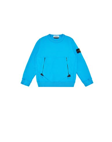 STONE ISLAND KIDS 60142 DIAGONAL STRETCH COTTON FLEECE_GARMENT DYED Sweatshirt Man Turquoise CAD 220