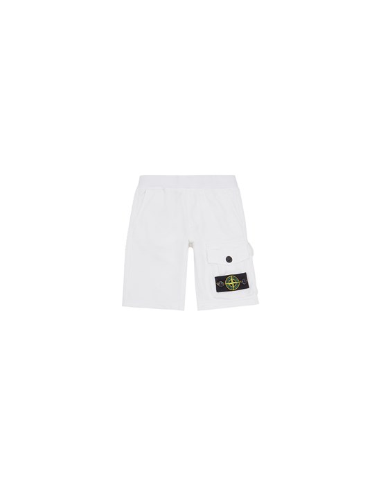 STONE ISLAND JUNIOR 60340 Fleece Bermuda Shorts Man White