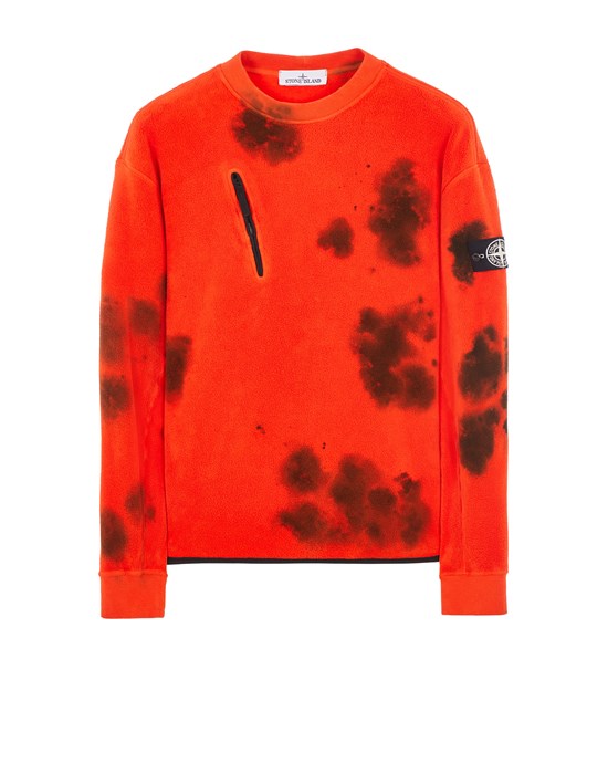  STONE ISLAND 657E4 HAND COLOURING AND GARMENT DYEING ON COTTON PILE Sweatshirt Homme Rouge écrevisse