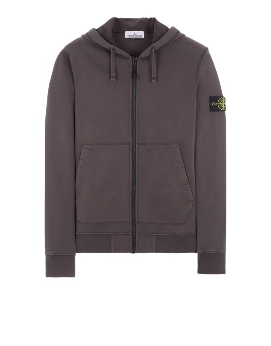 Stone Island Compass Logo-patch Zip-up Hoodie In Grey