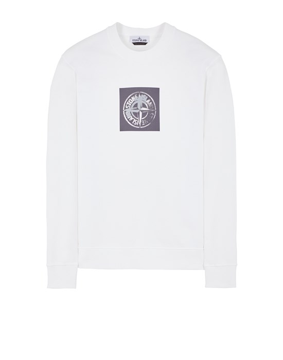 Shop Stone Island Sweatshirt White Cotton