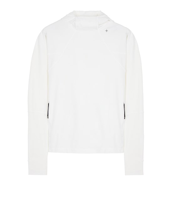 Stone Island Sweatshirt Blanc Coton, Élasthanne In White