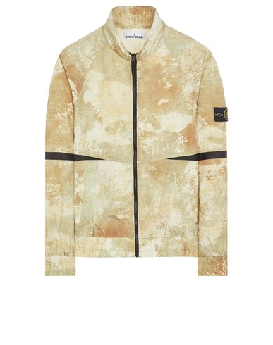 Stone Island Compass-badge Abstract-print Jacket In Beige
