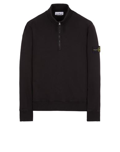 Stone Island Badge Half-zip Cotton Sweatshirt In Noir