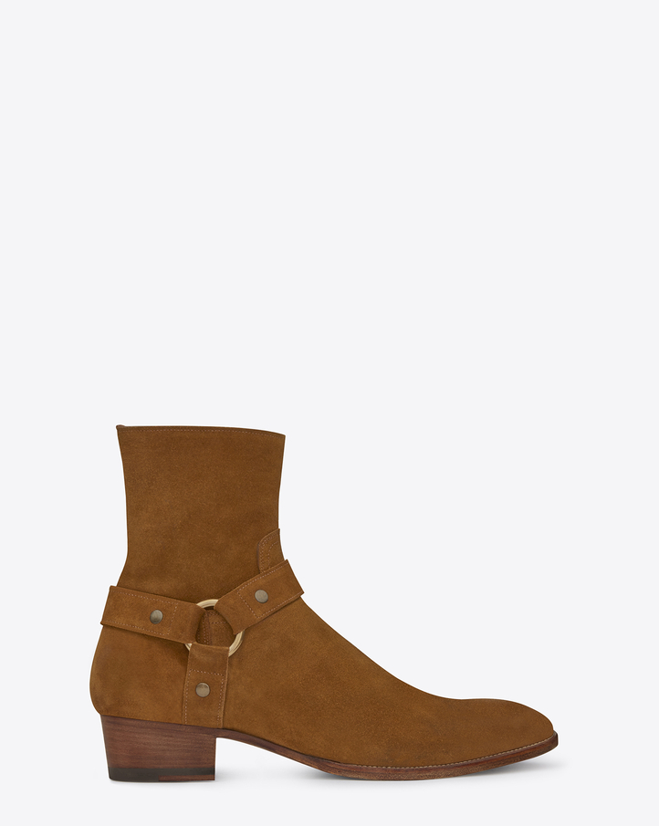 Saint Laurent Classic Wyatt Harness Boot In Ocher Suede | YSL.com