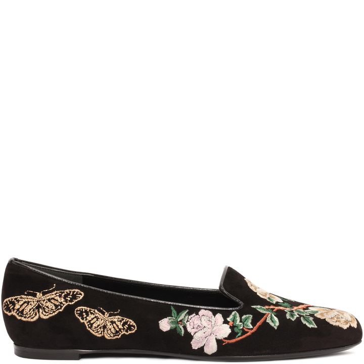 Floral Butterfly Embroidered Slipper Alexander McQueen | Slippers | Shoes