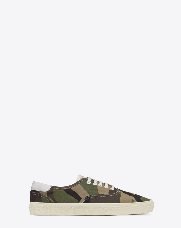 Saint Laurent SKATE LACE UP SNEAKER IN Khaki Camouflage Printed CANVAS ...
