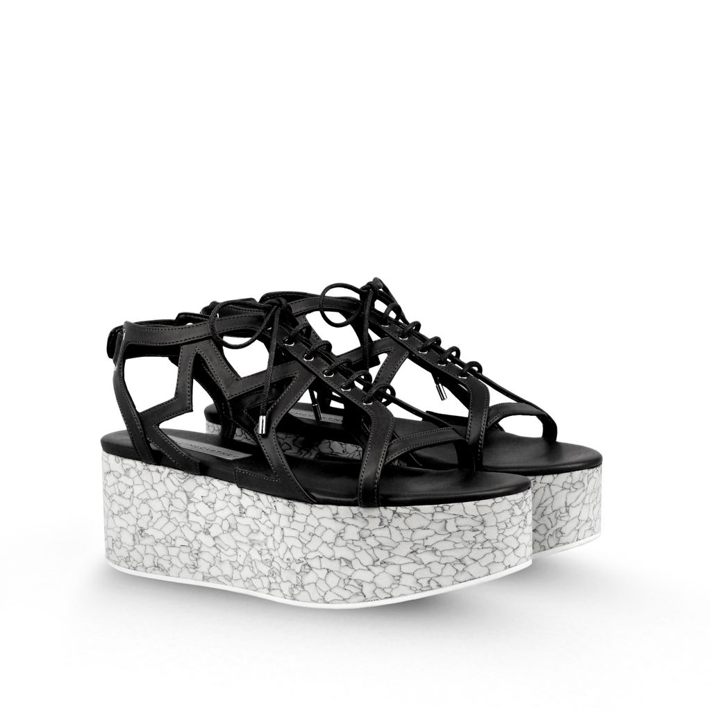 STELLA MCCARTNEY Lucy Star Faux Leather Platform Sandals, Black | ModeSens