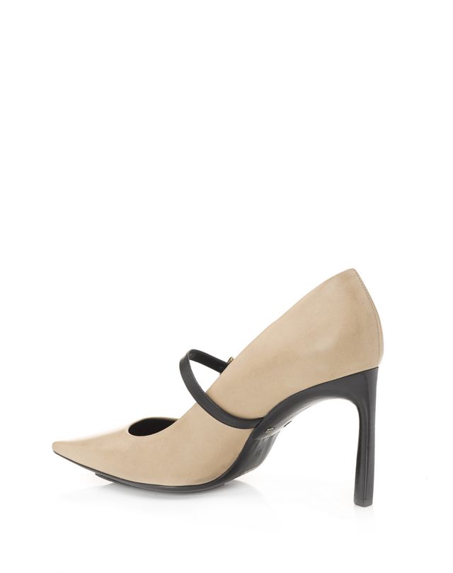 Natural Calfskin Pump With Strap And Beads, Heels Women Online Store