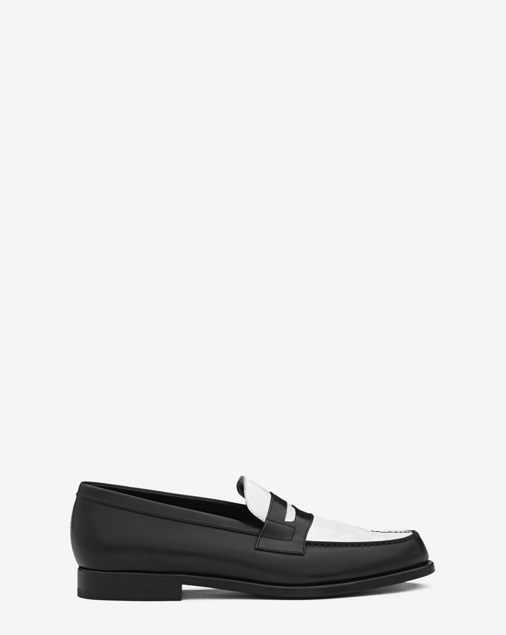 Saint Laurent French Mocassin In Black And White Leather | YSL.com