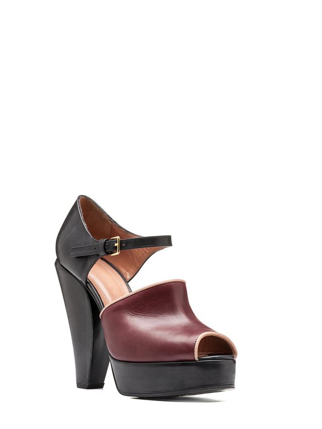 双色牛皮 mary-jane 鞋