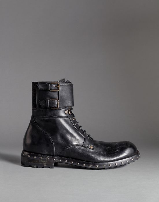 Mold effect leather san pietro combat boots | dolce&gabbana online store