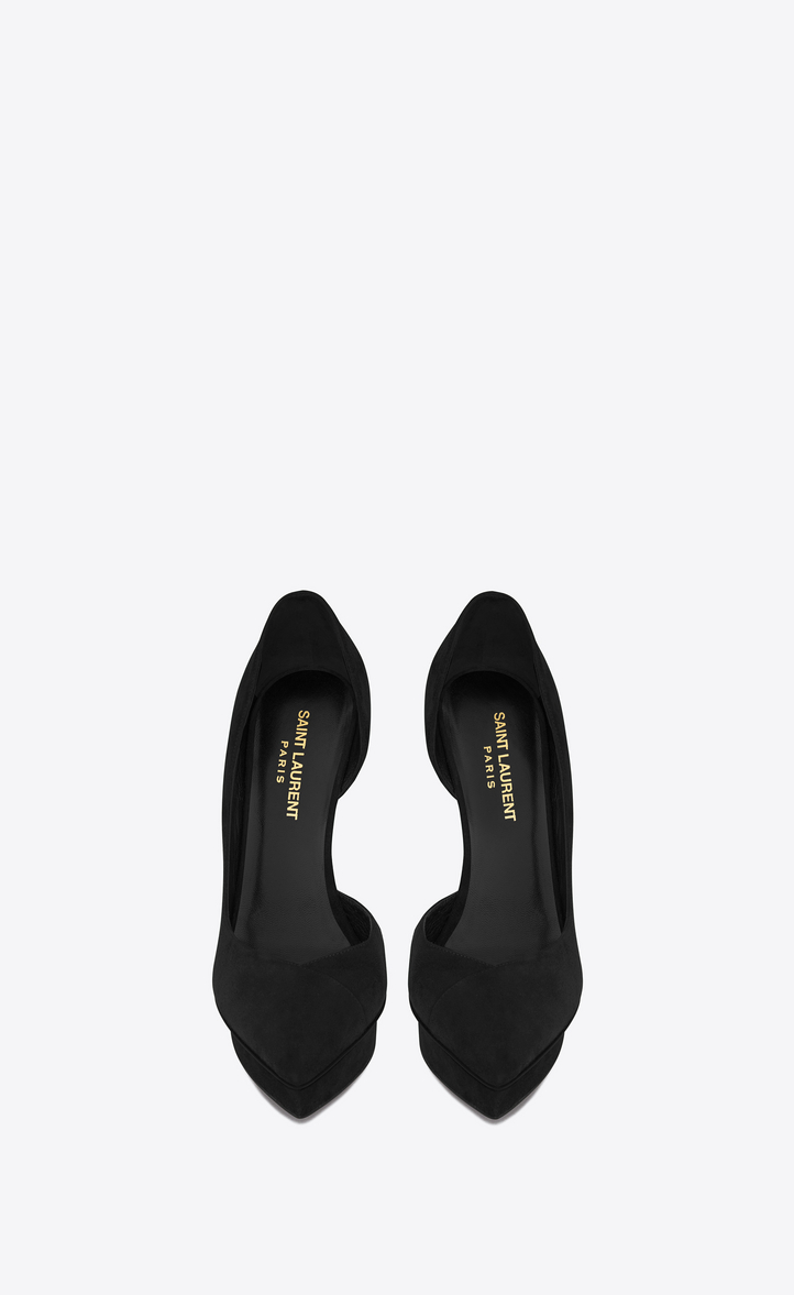 Saint Laurent Classic JANIS 105 D'Orsay Escarpin Pump In Black Suede ...