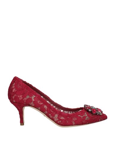Dolce & Gabbana Woman Pumps Burgundy Size 6 Cotton, Viscose, Silk, Pa In Red