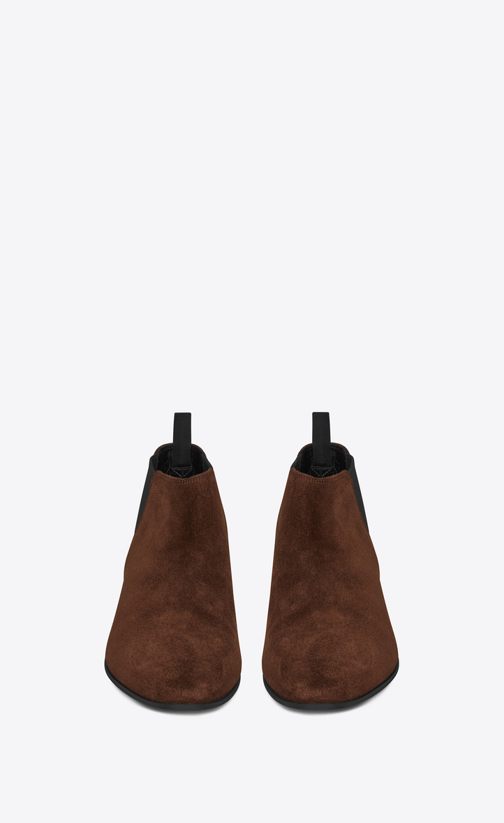 Saint Laurent Signature LONDON 20 Cropped Chelsea Boot In Brown Suede ...