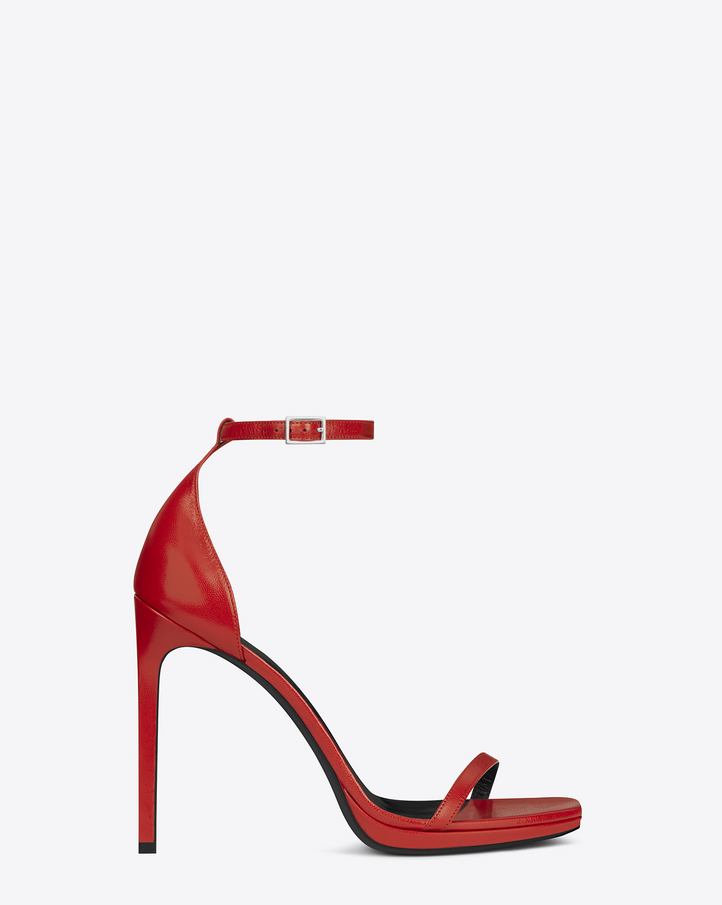 Saint Laurent Classic Jane Ankle Strap 105 Sandal In Red Leather | YSL.com