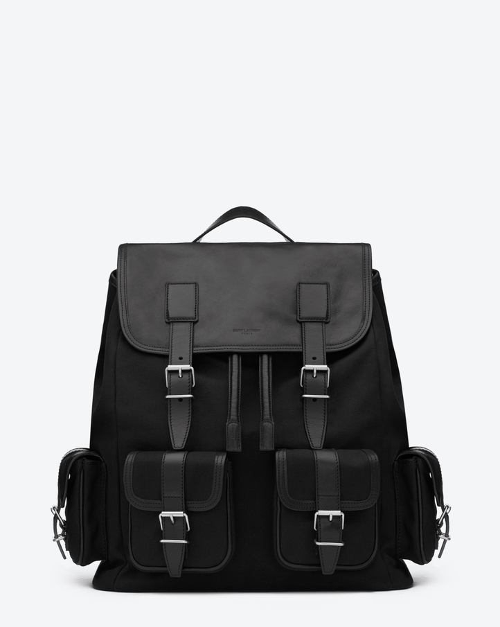 Saint Laurent Rock Sac Backpack In Black Canvas And Leather | ysl.com