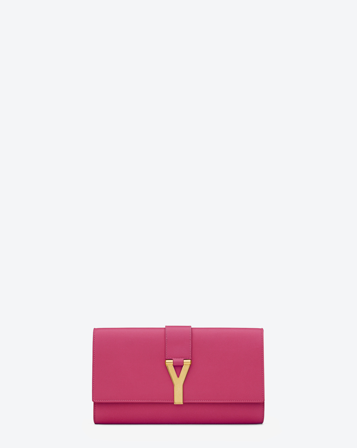 Saint Laurent Y Clutch Rosa In Pelle