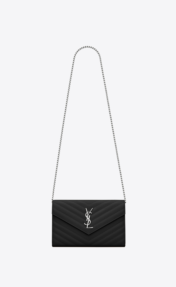 Saint Lau Monogram Chain Wallet In Grain De Poudre Embossed Monogram Chain Wallet In Grain De Poudre Embossed Leather Front View