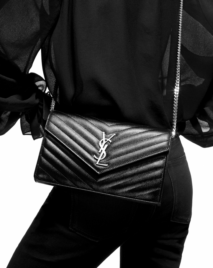 Saint Laurent Chain Wallet In Black Textured Matelassé Leather | YSL.com