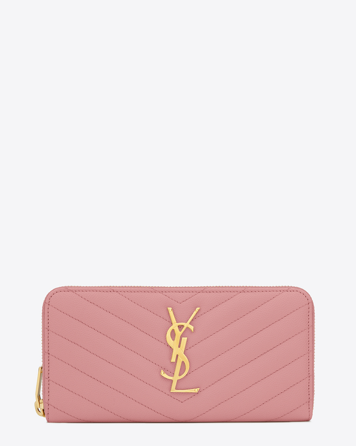 Saint Laurent MONOGRAM SAINT LAURENT ZIP AROUND WALLET IN Old Rose
