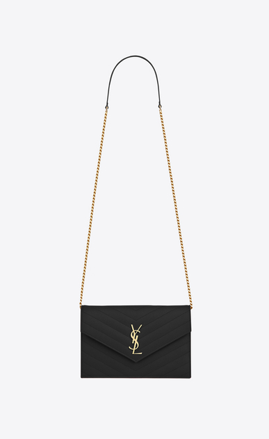 SAINT LAURENT Mini sacs Enveloppe Femme Enveloppe chain wallet en cuir embossé grain de poudre a_V4