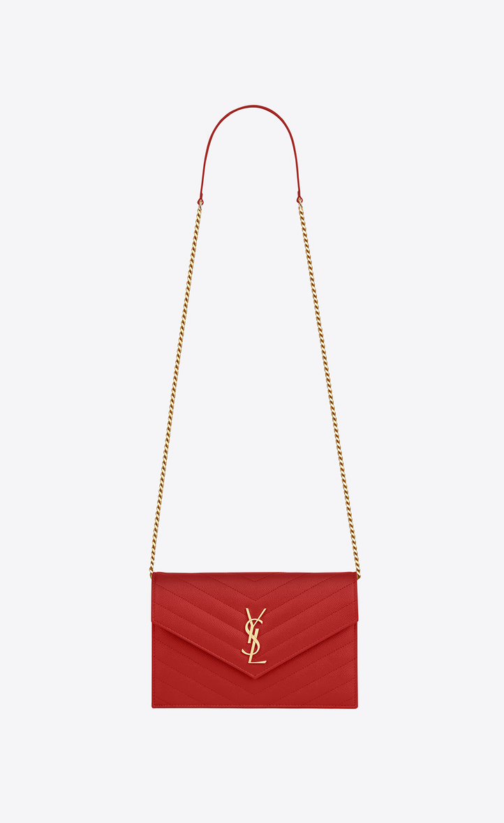 Saint Lau Envelope Chain Wallet In Red Textured Saint Lau Envelope Chain Wallet In Red Textured