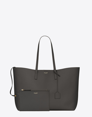 SAINT LAURENT Shopping Tote Bag In Army Green Leather, Dark Anthracite ...