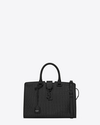 SAINT LAURENT Monogram Cabas D small monogram cabas bag in black crocodile embossed leather f