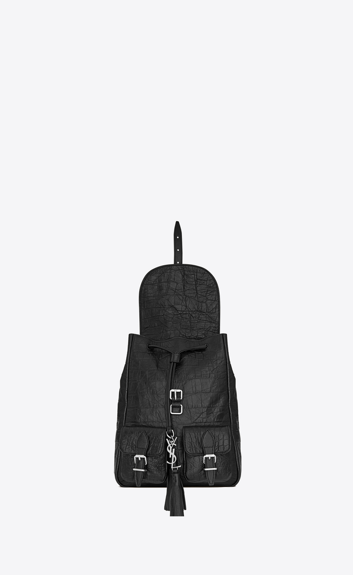 Saint Laurent ‎Small FESTIVAL Backpack In Black Crocodile Embossed ...