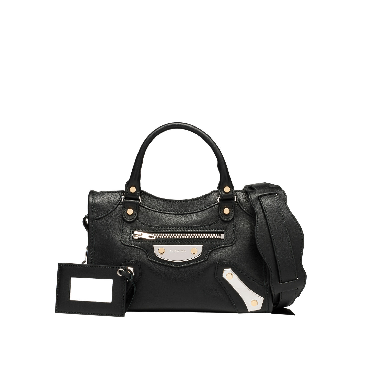 Balenciaga Amp Plate Silver Mini City - Black - Women's Amp Plate Handbags