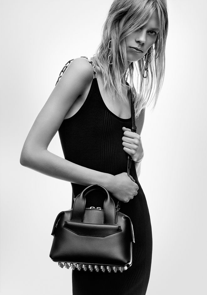 ALEXANDER WANG ROGUE SMALL SATCHEL IN HEATHER GREY WITH RHODIUM