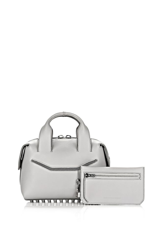 ALEXANDER WANG ROGUE SMALL SATCHEL IN HEATHER GREY WITH RHODIUM