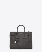 SAINT LAURENT Sac De Jour Small D Classic Small SAC DE JOUR Bag in Dark Anthracite Crocodile Embossed Leather f