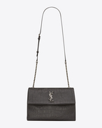 SAINT LAURENT West Hollywood D sac medium west hollywood en cuir embossé façon crocodile anthracite foncé f