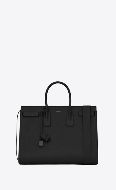 SAINT LAURENT Sac de Jour Men Man Large SAC DE JOUR Carry All Bag in Black Grained Leather a_V4
