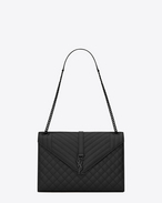 SAINT LAURENT Monogram envelope Bag D クラシック モノグラム・サンローラン サッチェル(ラージ/ブラック/グレインパウダーテクスチャード ミックスドキルティングレザー) f