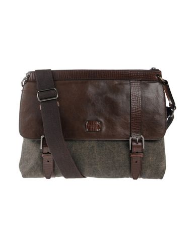 Man Handbag Dark brown Size - Soft Leather, Textile fibers
