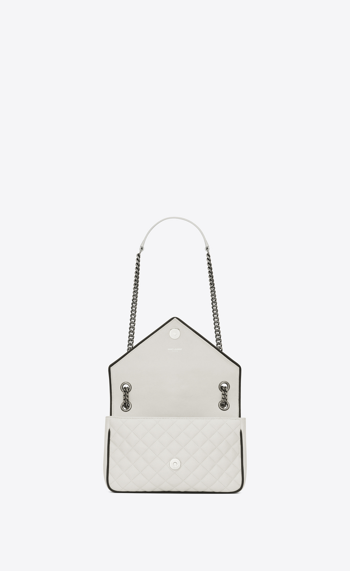 Saint Laurent Classic Medium Soft Envelope In Dove White And Black