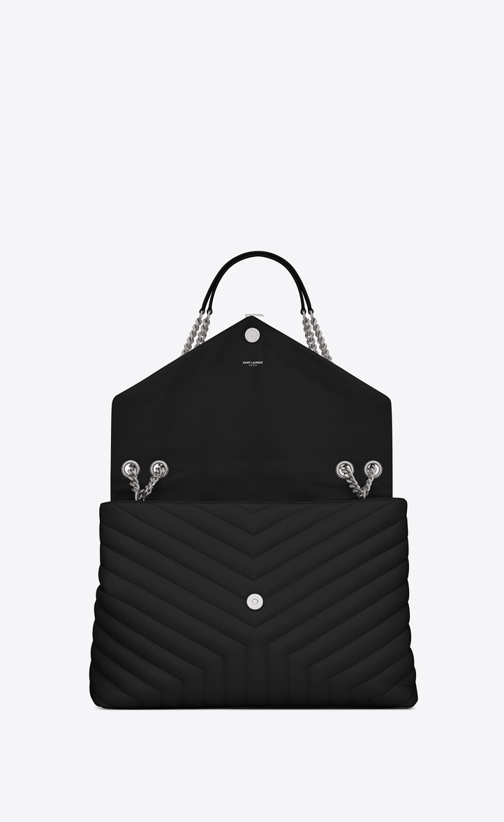 Saint Laurent Large Loulou Chain Bag In Black "y" Matelassé Leather